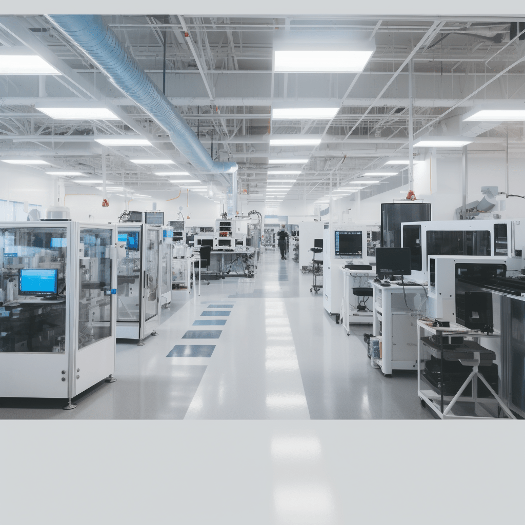 Cerametronics factory floor with electronic component production equipment